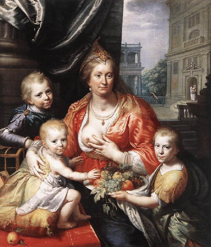 MOREELSE, Paulus Sophia Hedwig, Countess of Nassau Dietz, with her Three Sons sg oil painting picture